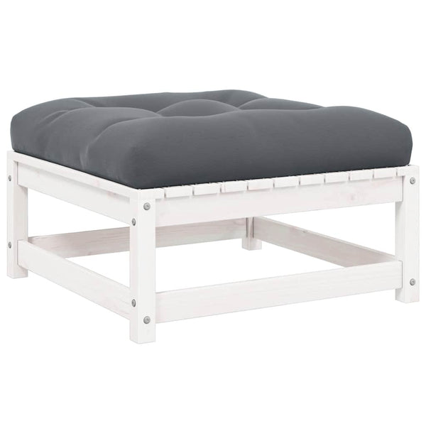 Weißer Outdoor-Hocker mit Kissen Dumitriea (Kiefer)
