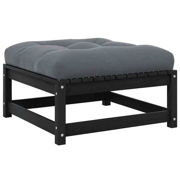 Schwarzer Outdoor-Hocker mit Kissen Dumitriea (Kiefer)