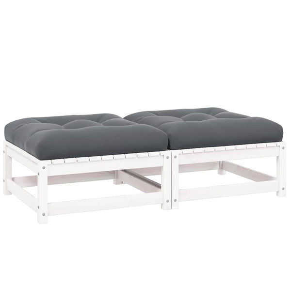 Weiße Outdoor-Hocker mit Kissen Dumitriea (2er-Set Kiefer)