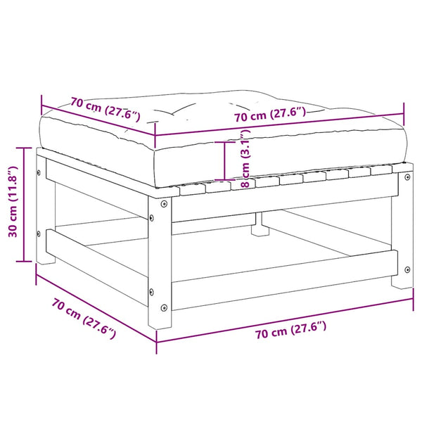 Weiße Outdoor-Hocker mit Kissen Dumitriea (2er-Set Kiefer)