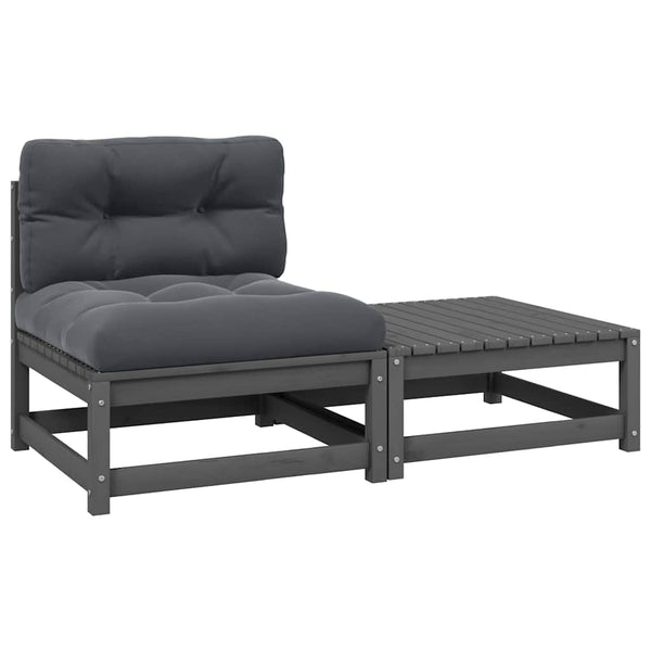 Graues Gartensofa-Set Dumitriea mit Kissen (2-teilig, Kiefer)