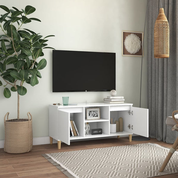 Weißer Rodeliu TV-Schrank Massivholzbeine Maße 103,5x35x50cm