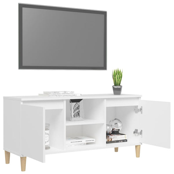 Weißer Rodeliu TV-Schrank Massivholzbeine Maße 103,5x35x50cm