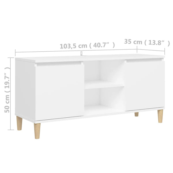 Weißer Rodeliu TV-Schrank Massivholzbeine Maße 103,5x35x50cm