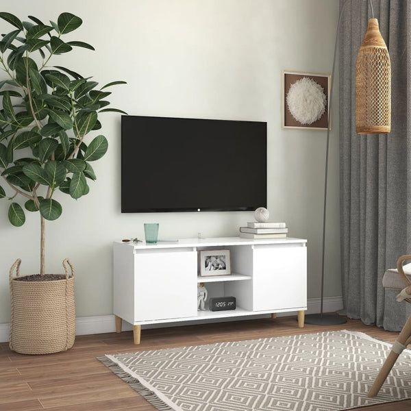 Weißer Rodeliu TV-Schrank Massivholzbeine Maße 103,5x35x50cm