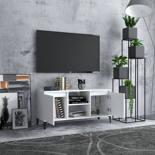 Weißes TV-Lowboard Antoniade 103,5x35x50cm (mit Metallfüßen)
