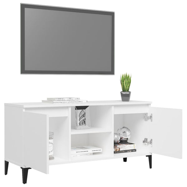 Weißes TV-Lowboard Antoniade 103,5x35x50cm (mit Metallfüßen)