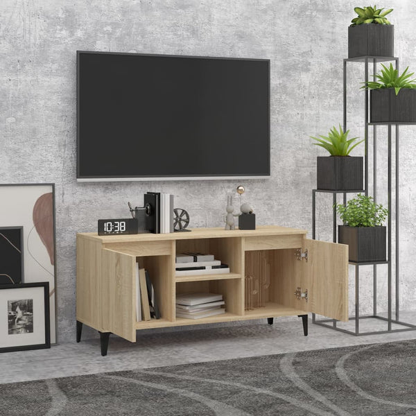 Sonoma Eiche TV-Schrank mit Metallbeinen Antoniade 103,5x35x50cm