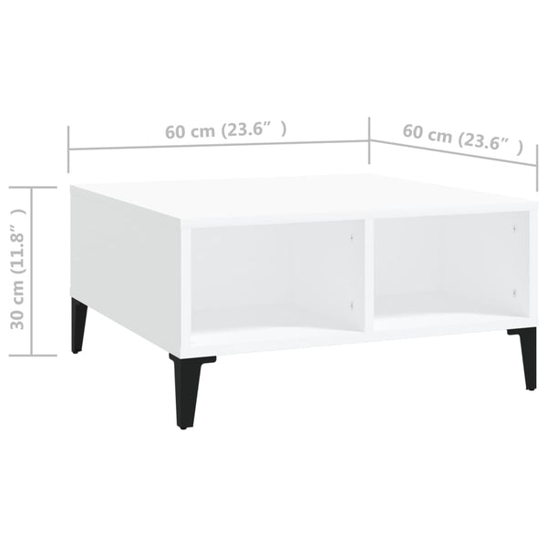 Weißer Couchtisch Julia 60x60x30cm (Holz)