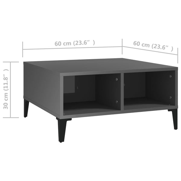Grauer Couchtisch Julia 60x60x30cm (Spanplatte)