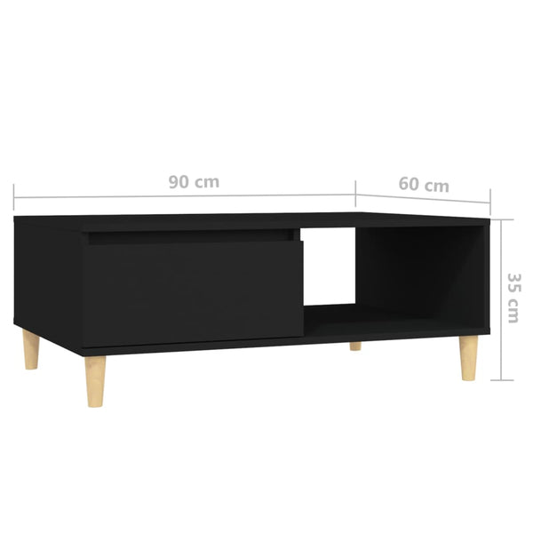 Schwarzer Couchtisch Judge 90x60x35cm (Holz)