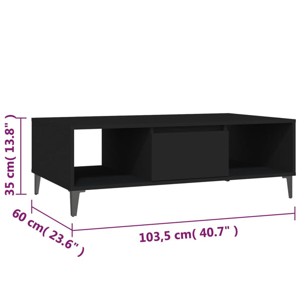 Schwarzer Couchtisch Arcadie 103,5x60x35cm (Holz)