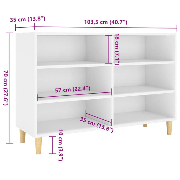Weißes Sideboard Odile 103,5x35x70cm (Holz)