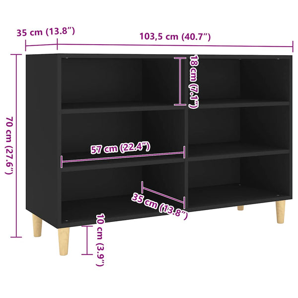 Schwarzes Sideboard Odile 103,5x35x70cm (Holz)