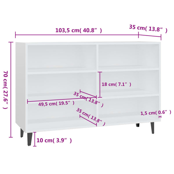 Weißes Sideboard Costenistu 103,5x35x70cm (Holz)