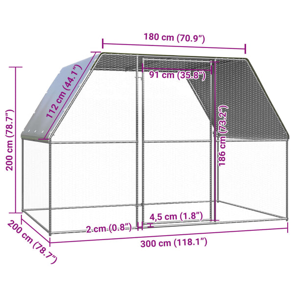 Verzinkter Hühnerstall Aurelia für den Außenbereich 3x2x2 m (Stahl)