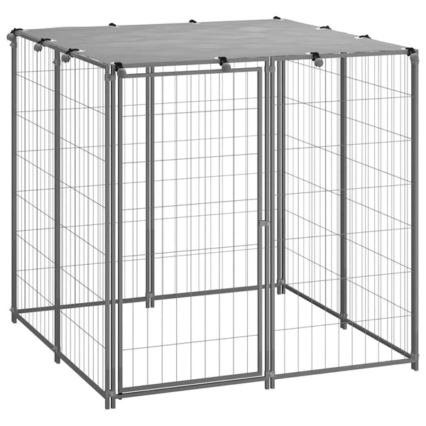 Silberner Hundekäfig Gregoriu 110x110x110cm (Stahl)
