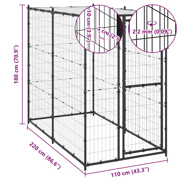 Hundezwinger mit Dach Suicu 110x220x180cm