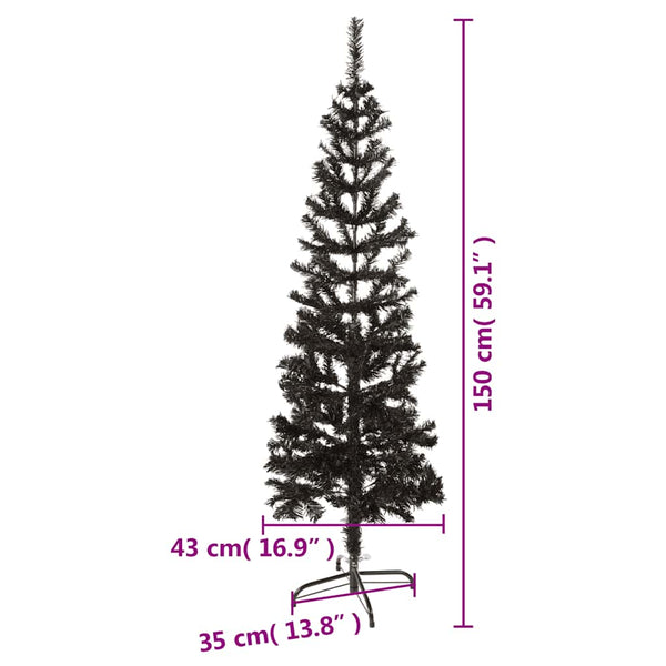 Schwarzer schlanker Weihnachtsbaum Etvin 150 cm
