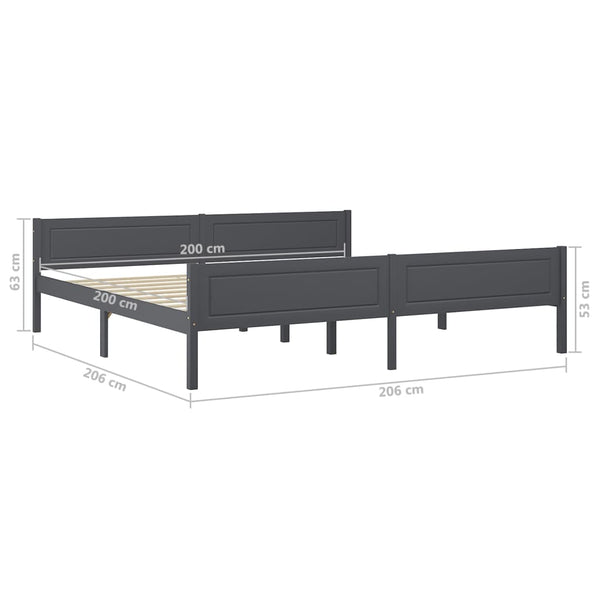 Graues Bettgestell Cristabela 200x200cm (Kiefer)
