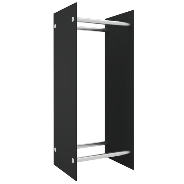 Schwarzer Kaminholzständer Lilianna 40x35x100cm (gehärtetes Glas)