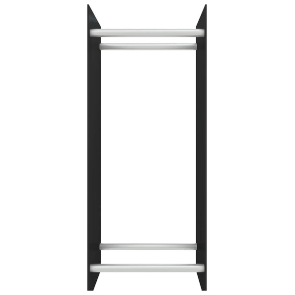 Schwarzer Kaminholzständer Lilianna 40x35x100cm (gehärtetes Glas)