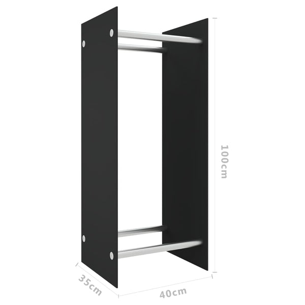 Schwarzer Kaminholzständer Lilianna 40x35x100cm (gehärtetes Glas)