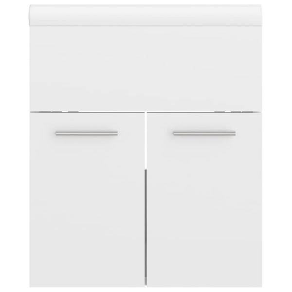 Hochglanz Weißer Waschtischunterschrank mit integriertem Waschbecken Miercurea (Platte)