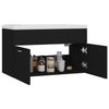 Puinen musta allaskaappi sisäänrakennetulla altaalla Miercurean