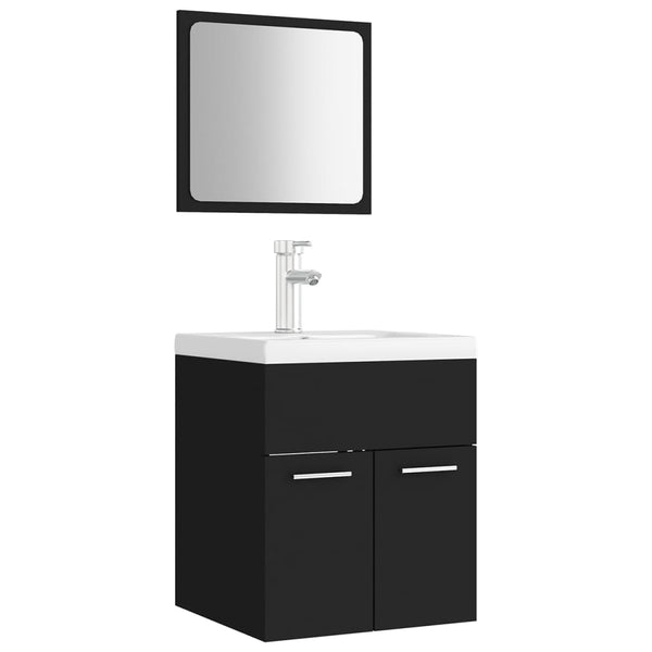 Schwarzes Badezimmermöbel-Set Sidorian (Spanplatte)