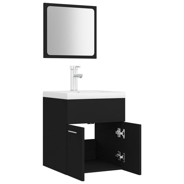 Schwarzes Badezimmermöbel-Set Sidorian (Spanplatte)