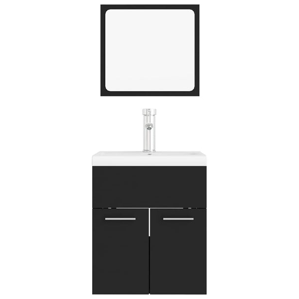 Schwarzes Badezimmermöbel-Set Sidorian (Spanplatte)