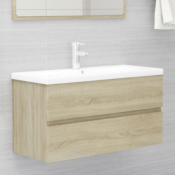 Waschbeckenunterschrank Sonoma mit integriertem Waschbecken Gavin (Holz)