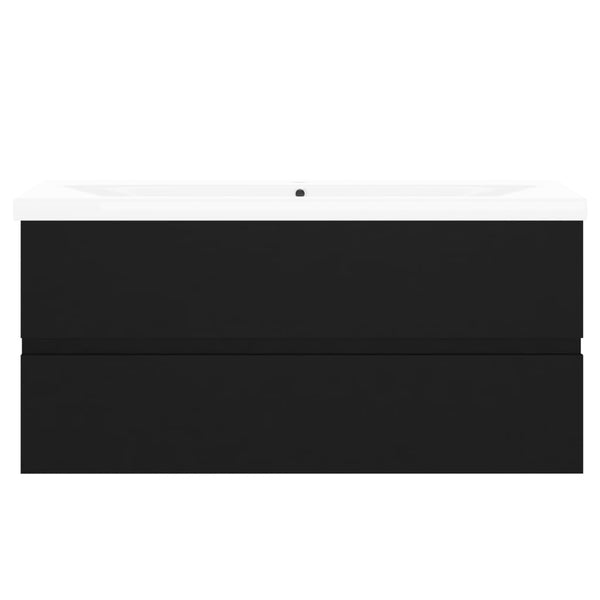 Schwarzer Waschbeckenunterschrank Gavin mit integriertem Waschbecken (Spanplatte)