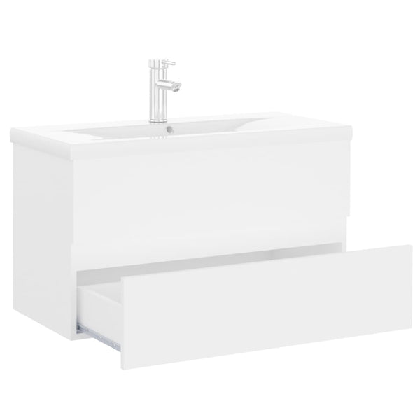 Waschtischunterschrank Gavin Weiß, mit integriertem Waschbecken (Spanplatte)
