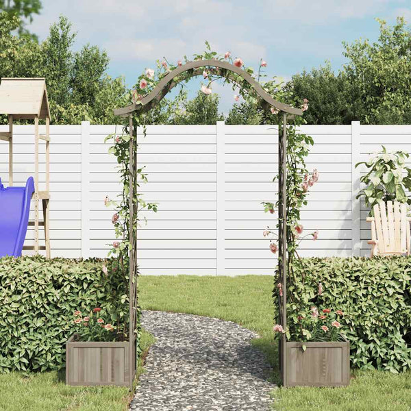 Grauer Gartenbogen auf Blumenbeet Narius (sechs)