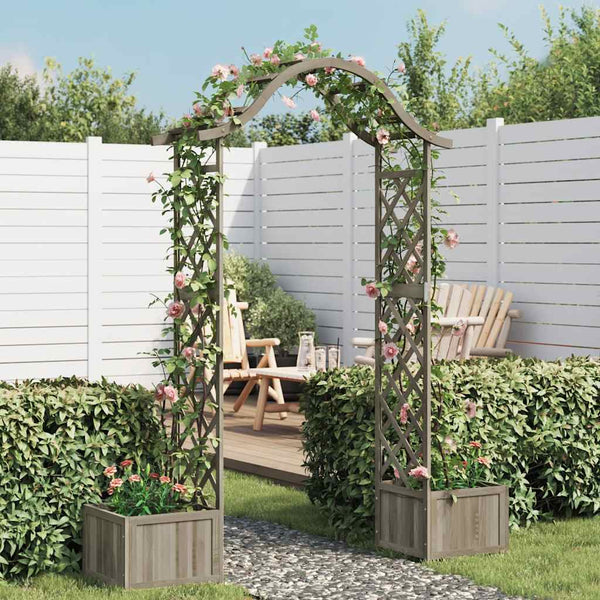 Grauer Gartenbogen auf Blumenbeet Narius (sechs)