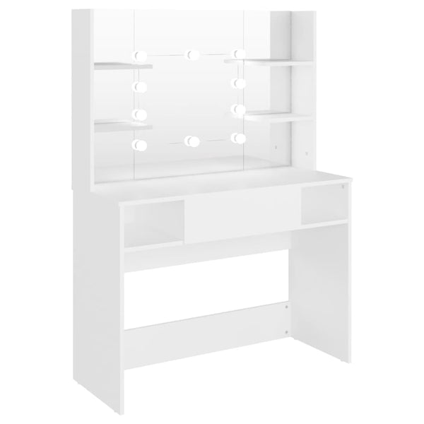 Weißer Schminktisch mit LED-Beleuchtung Steve 100x40x135cm (MDF)