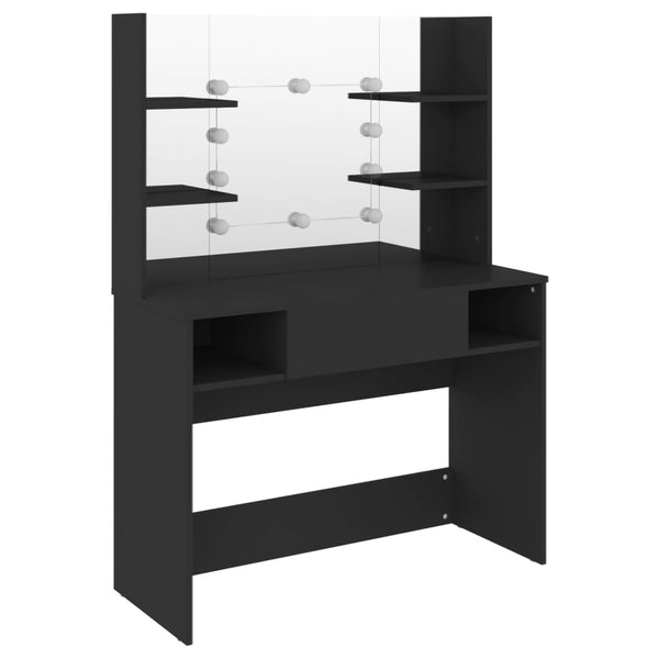 Schwarzer Schminktisch mit LED-Leuchten Steve 100x40x135cm (MDF)
