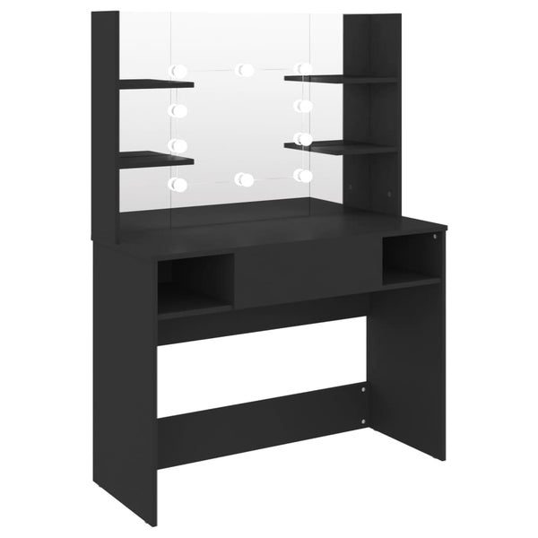 Schwarzer Schminktisch mit LED-Leuchten Steve 100x40x135cm (MDF)