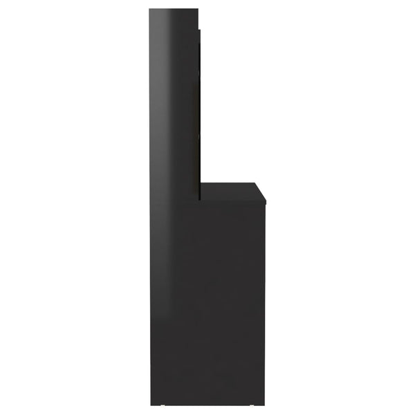 Musta meikkipöytä led-valoilla Steve 100x40x135cm (mdf kiiltävä)