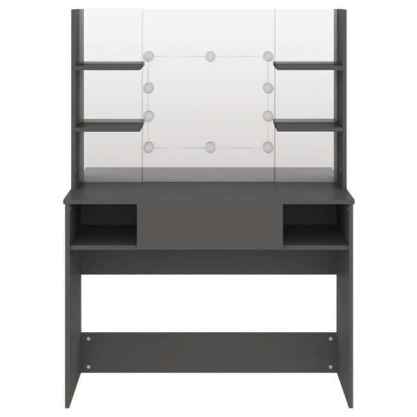 Grauer Schminktisch mit LED-Beleuchtung Steve 100x40x135cm (MDF)