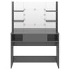 Grauer Schminktisch mit LED-Beleuchtung Steve 100x40x135cm (MDF Hochglanz)