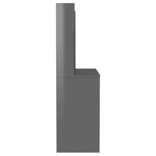 Grauer Schminktisch mit LED-Beleuchtung Steve 100x40x135cm (MDF Hochglanz)