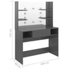 Grauer Schminktisch mit LED-Beleuchtung Steve 100x40x135cm (MDF Hochglanz)
