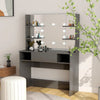 Grauer Schminktisch mit LED-Beleuchtung Steve 100x40x135cm (MDF Hochglanz)