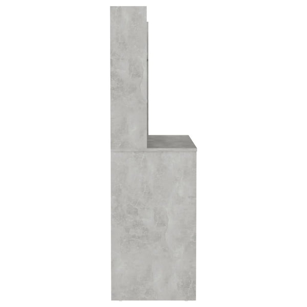 Betongrauer Schminktisch mit LED-Beleuchtung Steve 100x40x135cm (MDF)