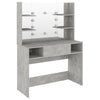 Betongrauer Schminktisch mit LED-Beleuchtung Steve 100x40x135cm (MDF)