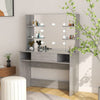 Betongrauer Schminktisch mit LED-Beleuchtung Steve 100x40x135cm (MDF)