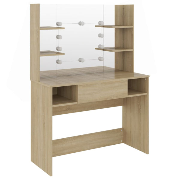 Tamm Schminktisch mit LED-Beleuchtung Steve 100x40x135cm (MDF)